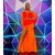 Neon orange fringed evening dress